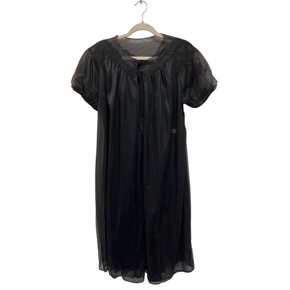 Kayser Intimates Sleepwear Kayser Vintage S Black Peignoir Nightgown Lingerie Set Poshmark